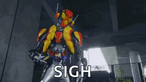 a cartoon character with a belt that says sigh on it .