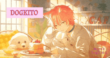 a boy with a dog 's ear is sitting at a table with a plate of pancakes
