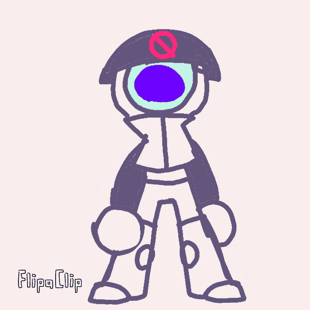 a drawing of a robot with a flipa clip written below it