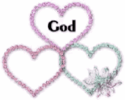 three hearts with the word bless in the middle of them