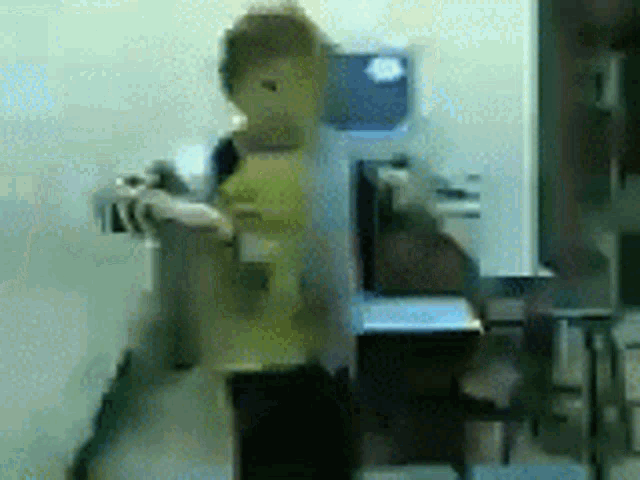 a blurry picture of a lego figure standing in a room