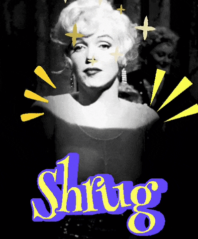 a black and white photo of marilyn monroe with the word shriug written in yellow