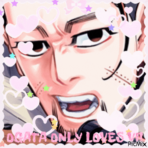 a picture of a man with the words ogata only loves on the bottom