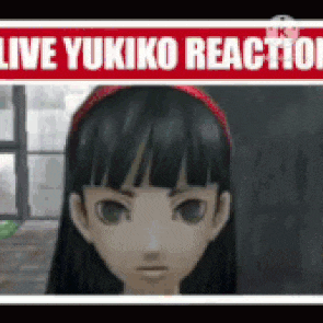 a girl with long black hair and a red headband is standing in front of a window .