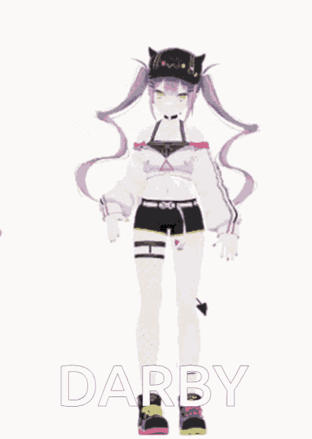 the word darby is on a white background with a girl