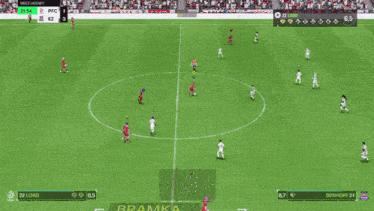 a soccer game is being played with a score of 8 to 0