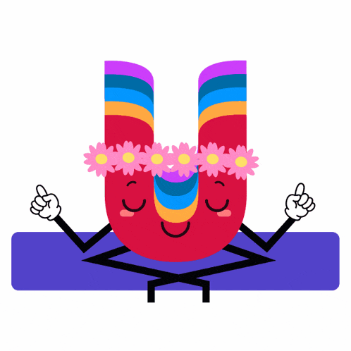 a cartoon illustration of a letter u with flowers on it 's head