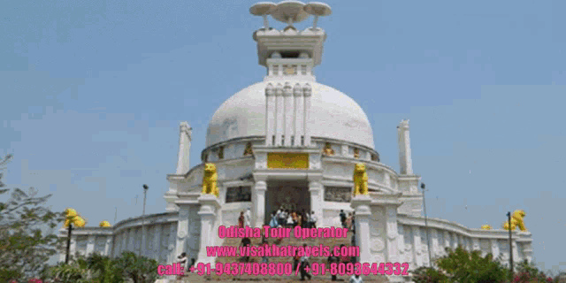 an advertisement for odisha tour operator shows a temple in the background