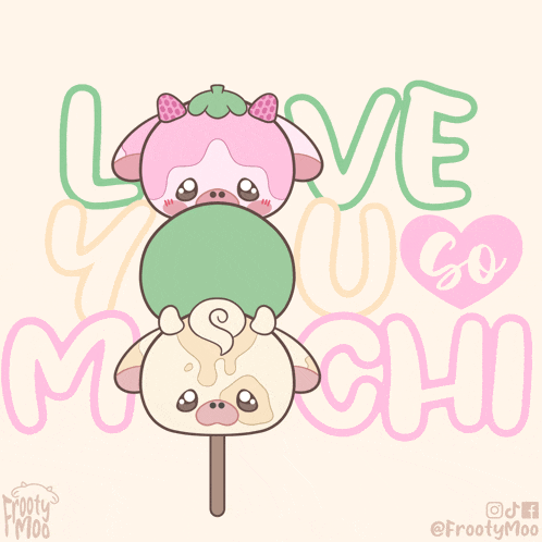 a poster that says love you so much with a cow and a dog