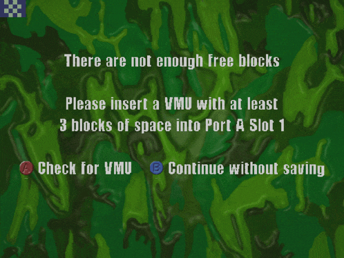 a green screen with the words there are not enough free blocks