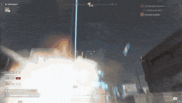 a screenshot of a video game shows a rocket being launched into the air