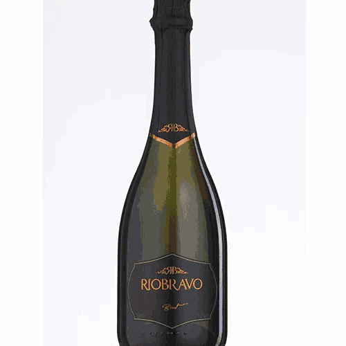a bottle of riobravo wine with a red top
