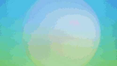 a white sphere is against a rainbow background
