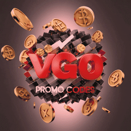a poster for vgo promo codes with gold coins falling