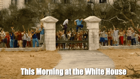 a sign that says this morning at the white house on it