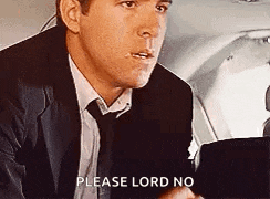 a man in a suit and tie is sitting in the back seat of a car and says `` please lord no '' .