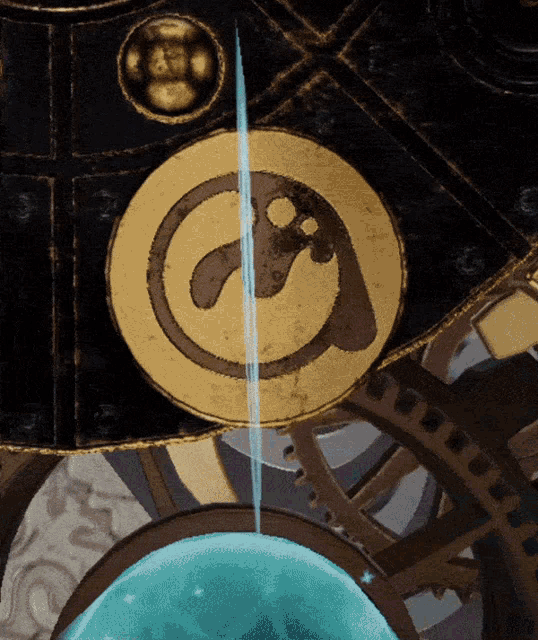 a close up of a clock face with a circle with a footprint in it