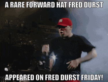 a picture of a man wearing a red hat with the caption a rare forward hat fred durst appeared on fred durst friday