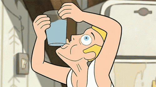 a cartoon of a man drinking from a cup