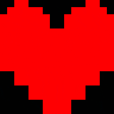 it looks like a pixel art heart with a black background .