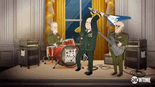 a showtime ad shows a man playing a guitar in front of a drum set