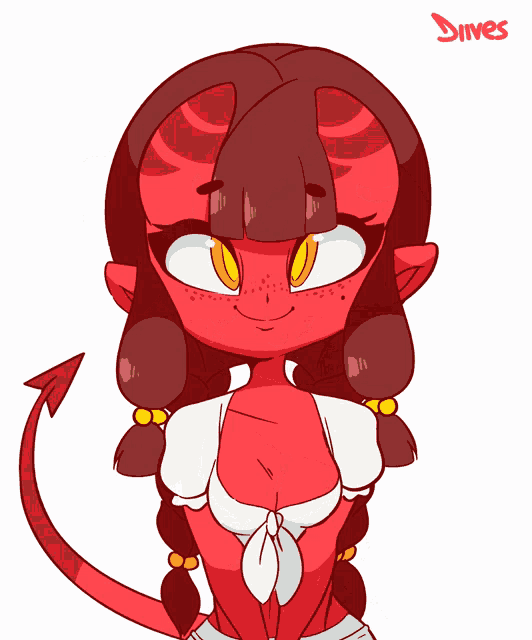 a drawing of a devil girl with the name silves on the bottom right