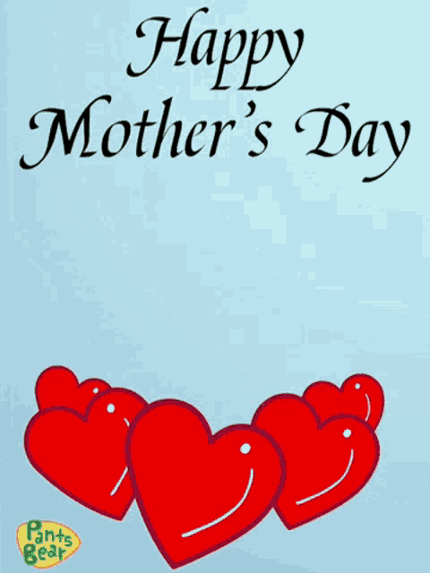 a happy mother 's day greeting card with a bear surrounded by hearts