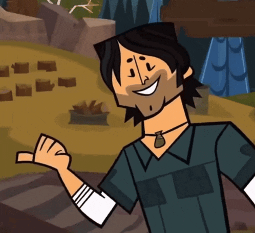 a cartoon character giving a thumbs up with a necklace around his neck