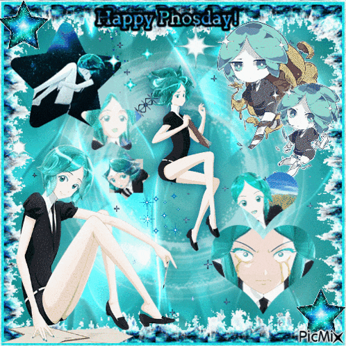 a collage of anime characters with the words happy phosday on the bottom