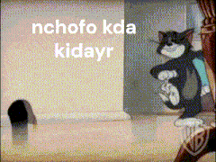 a cartoon of tom and jerry with the words " nchofo kda kidayr " above them