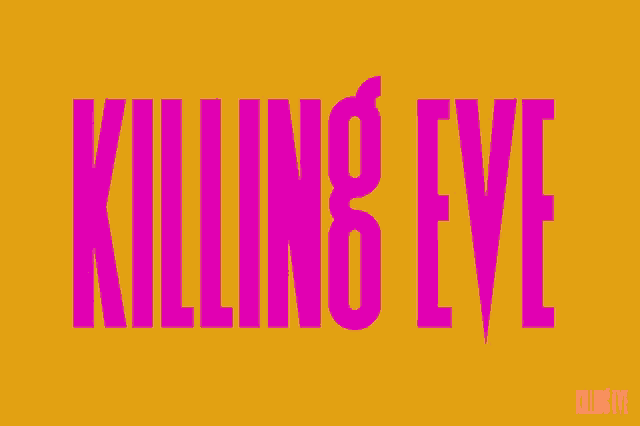 a poster for the movie killing eve shows a bright orange background