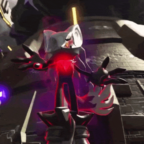 a video game character with a red light coming out of his head