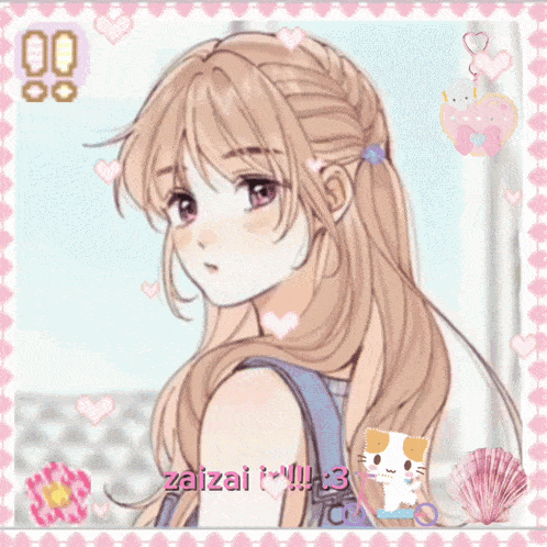 a drawing of a girl with the words zaizai written on it