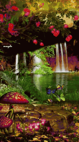 Butterflies Waterfall GIF
