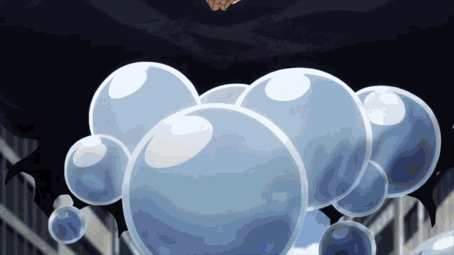 a bunch of bubbles floating in the air