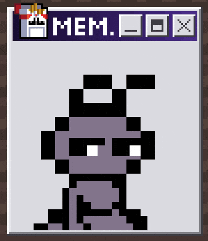 a pixel art drawing of a monkey with a cigarette in his mouth and a mem box below it