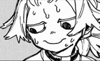 a black and white drawing of a person with a surprised face .