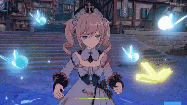 a girl in a white dress is holding a gun in a video game ..