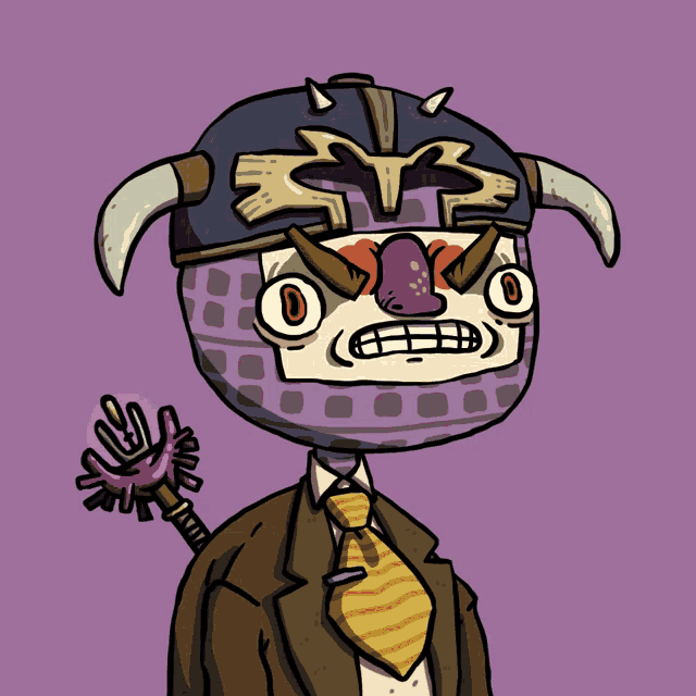 a cartoon of a man wearing a viking helmet and holding a wand