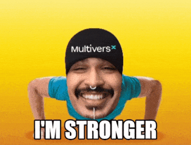 a man doing push ups with the words i 'm stronger below him