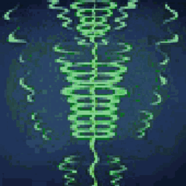 a blue background with green lines and letters on it .