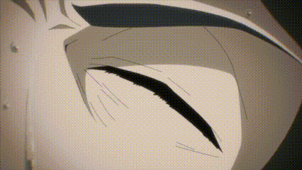 a black and white drawing of a person 's face with a tear coming out of it .