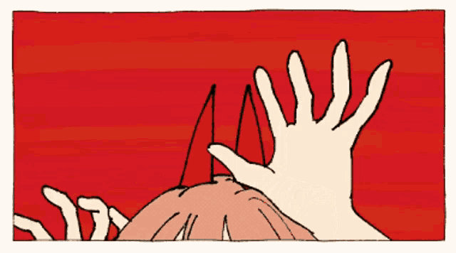 a cartoon drawing of a person wearing devil horns on their head