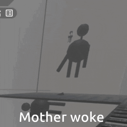 a black and white image with the words mother woke at the bottom