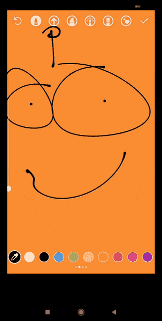 a phone screen shows a drawing of a banana with a question mark on it