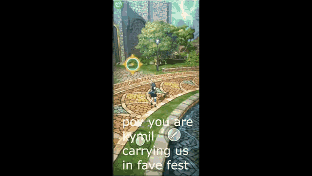 a screenshot of a video game with the words " por you are kymil carrying us in fave fest " at the top