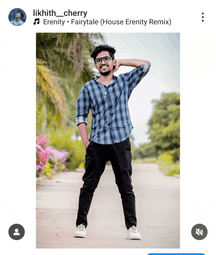 a man in a plaid shirt and black pants is standing in front of a fairytale house erenity remix