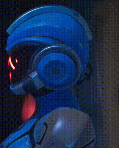 a close up of a robot with a cat face on it 's face