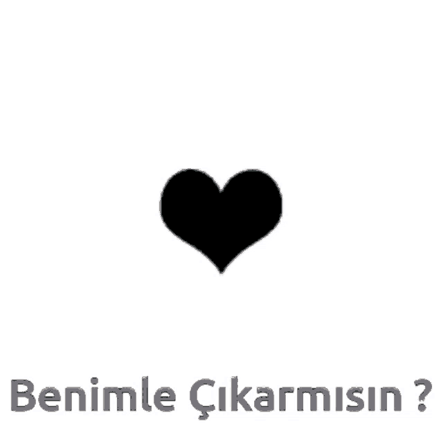 a gray heart with a black heart in the middle and the words benimle çikarmisin