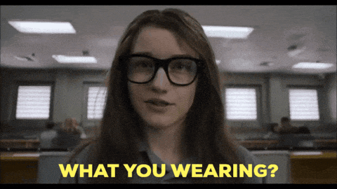 a girl wearing glasses is asking what you wearing